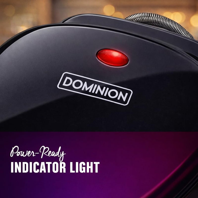 Dominion شواية كهربائية داخلية كلاسيكية بسعة 2 حصة وضغط بانيني، سهلة التخزين والتنظيف، مثالية لوجبة الإفطار، الجبنة المشوية، البيض والستيك، باللون الأسود - Image 3